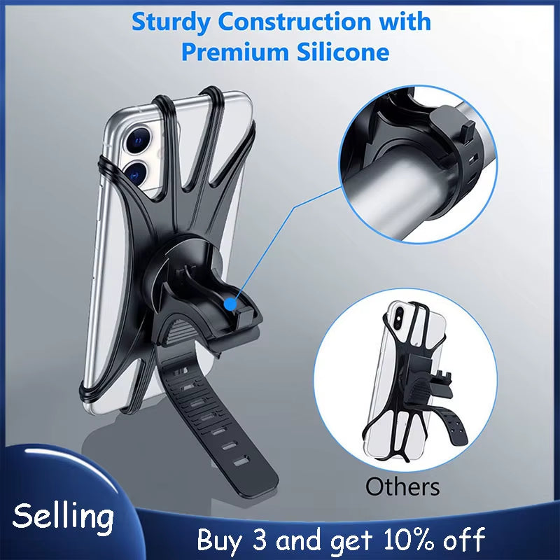 2Pcsuniversal Bicycle Mobile Phone Holder for Mobile Cell Phone GPS Silicone Motorcycle Bike Cycling Handlebar Stand Bracket