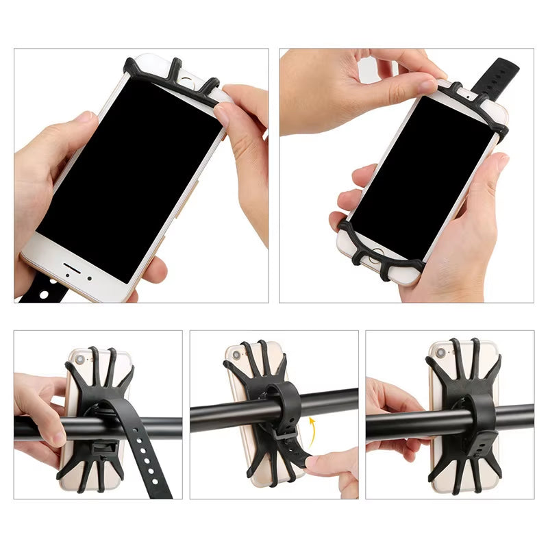 2Pcsuniversal Bicycle Mobile Phone Holder for Mobile Cell Phone GPS Silicone Motorcycle Bike Cycling Handlebar Stand Bracket